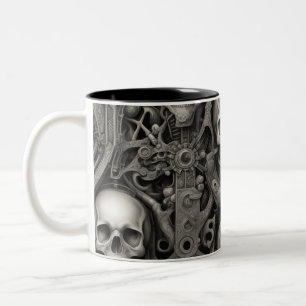 Techno skulls 029 Two-Tone coffee mug