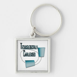Technologically Challenged Square Humour Key Chain