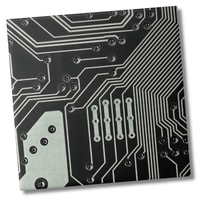 Technology Black Circuit Board Ceramic Tile (Unique Modern Industrial Black Circuit Technology Ceramic Tile)