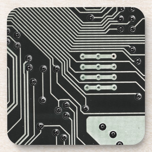 Technology Black Circuit Board Coaster (Front)