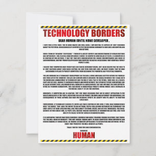 TECHNOLOGY BORDERS MESSAGE CARD
