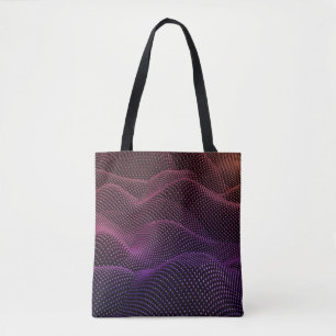 Technology geometry black background. 3d illustrat tote bag