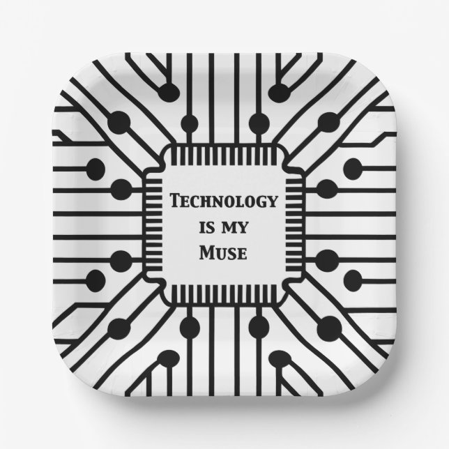 Technology is My Muse Paper Plate (Front)