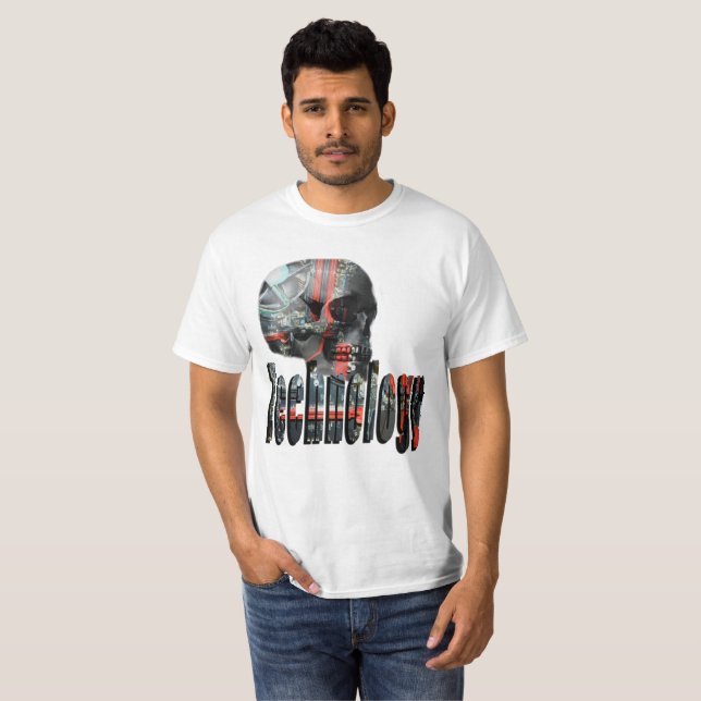 Technology Logo And Computer Skull, T-Shirt (Front Full)