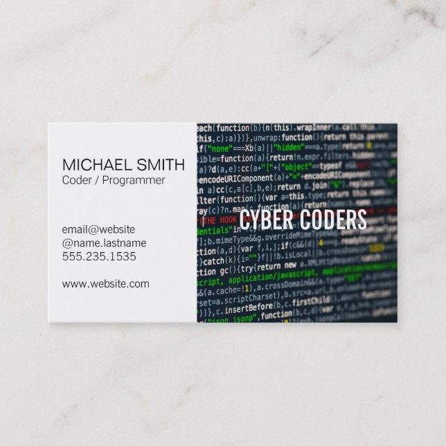 Technology | Programmer | Coder Business Card (Front)