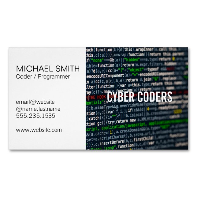 Technology | Programmer | Coder Magnetic Business Card (Front)
