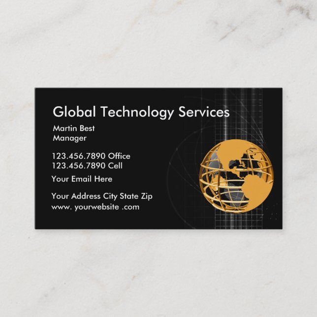 Technology Services Global Business Card Template (Front)