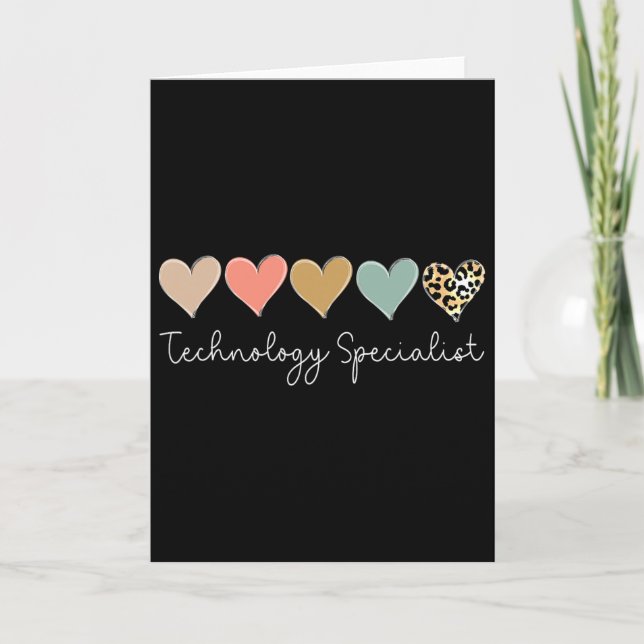 Technology Specialist Leopard Heart, Valentine's D Card (Front)