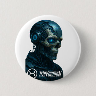 TECHVOLUTION – CYBORG SKULL 6 CM ROUND BADGE