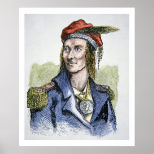 Tecumseh (1768-1813) (coloured engraving) poster