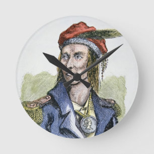 Tecumseh (1768-1813) (coloured engraving) round clock