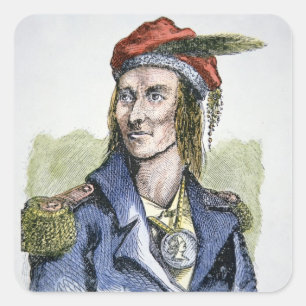 Tecumseh (1768-1813) (coloured engraving) square sticker