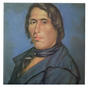 Tecumseh (1768-1813) (oil on canvas) ceramic tile