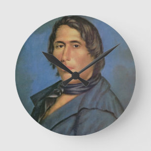 Tecumseh (1768-1813) (oil on canvas) round clock