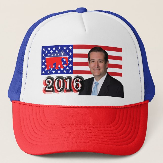 Ted Cruz 2016 - U.S. Flag & Elephant Trucker Hat (Front)