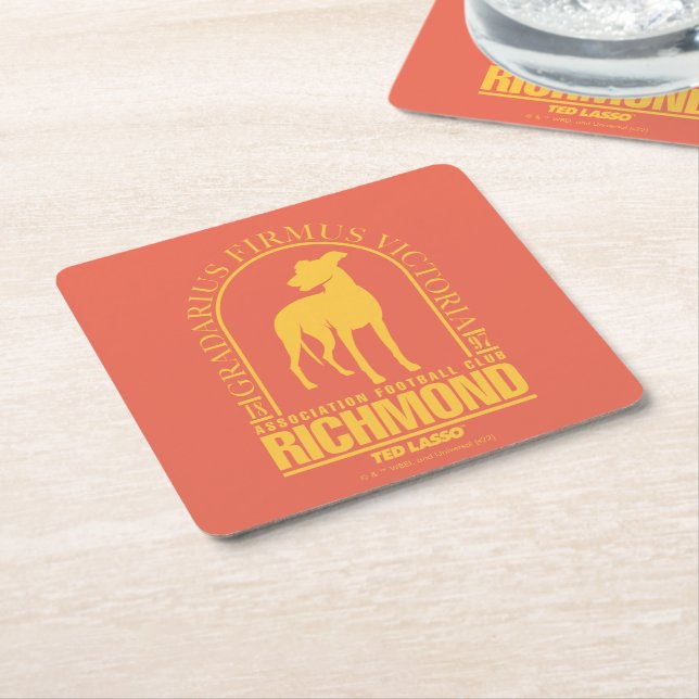 Ted Lasso | AFC Richmond Gold Arched Logo Square Paper Coaster (Angled)