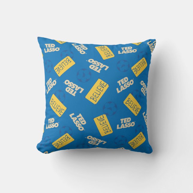 Ted Lasso | Believe Sign and Ball Toss Pattern Cushion (Front)
