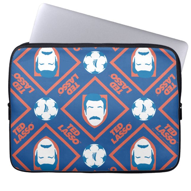 Ted Lasso | Face and Ball Diamond Pattern Laptop Sleeve (Front)