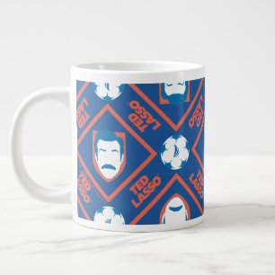Ted Lasso   Face and Ball Diamond Pattern Large Coffee Mug