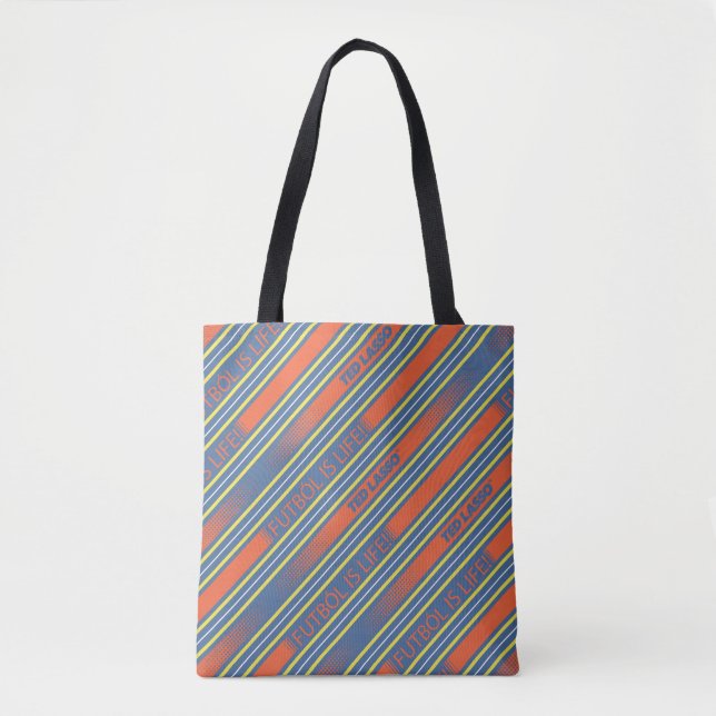 Ted Lasso | Fútbol is Life Stripe Pattern Tote Bag (Front)