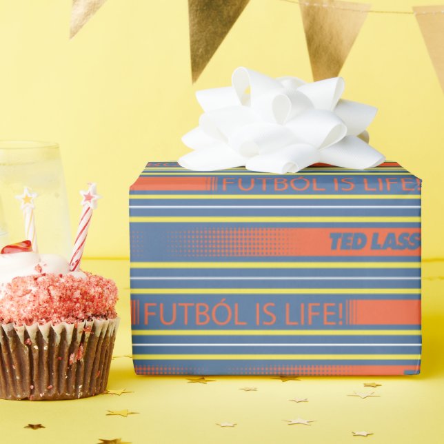 Ted Lasso | Fútbol is Life Stripe Pattern Wrapping Paper (Birthday Party)