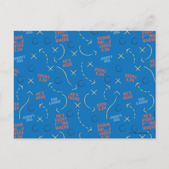 Ted Lasso | He's Here He's There Playbook Pattern Postcard (Front)