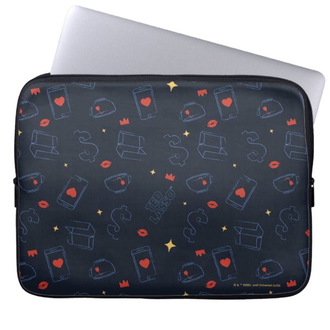 Ted Lasso | Tea and Biscuit Icon Toss Pattern Laptop Sleeve (Front)