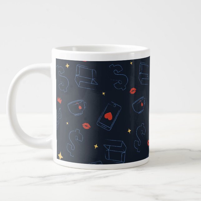 Ted Lasso | Tea and Biscuit Icon Toss Pattern Large Coffee Mug (Left)