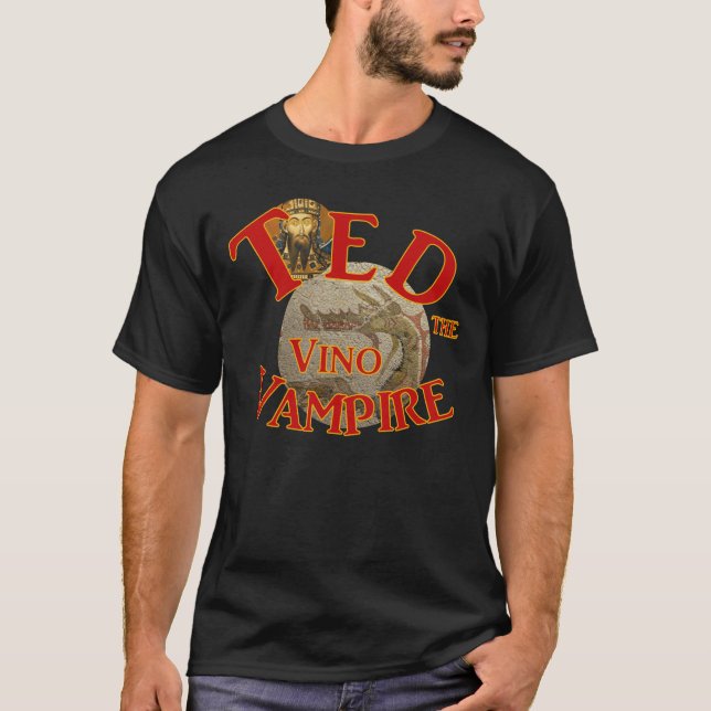 Ted the Vino Vampire Ted's Pagan Tiki Shack Bar T-Shirt (Front)