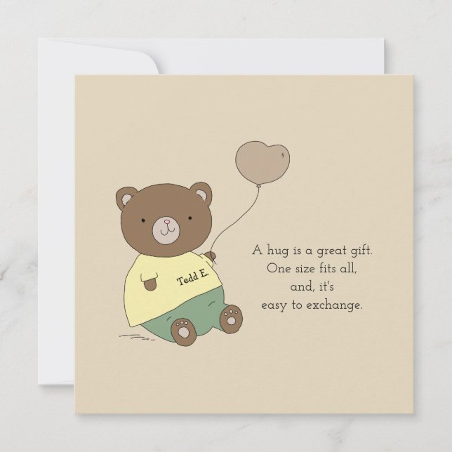 Tedd E. Bear Hugs Khaki Tan Personalised (Front)