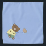 Tedd E. Teddy Bear Personalised Blue Pet Bandanna<br><div class="desc">A blue background,  and a cute teddy bear with a pink nose... holding a balloon. On his belly,  he has your pet's name. Background colour is customisable,  as are the font,  font colour,  and name... using the edit menu. Make it your own!</div>