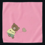 Tedd E. Teddy Bear Personalised Pink Pet Bandana<br><div class="desc">Pink background,  and a cute teddy bear with a pink nose... holding a balloon. On his belly,  he has your pet's name. Background colour is customisable,  as are the font,  font colour,  and name... using the edit menu. Make it your own!</div>