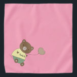 Tedd E. Teddy Bear Personalised Pink Pet Bandana<br><div class="desc">Pink background,  and a cute teddy bear with a pink nose... holding a balloon. On his belly,  he has your pet's name. Background colour is customisable,  as are the font,  font colour,  and name... using the edit menu. Make it your own!</div>