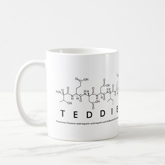 Teddie peptide name mug (Left)