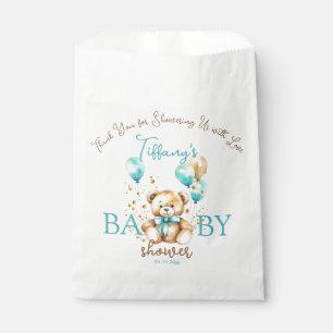 Teddy baby shower favors cute teddy aqua brown favour bag