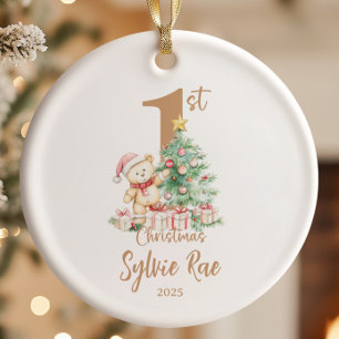 Teddy Baby's First Christmas Ceramic Ornament