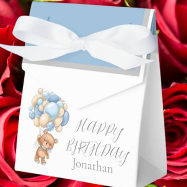 Teddy Balloon Bearly  Wait Birthday Boy Favour Box (Celebrate your little one’s special day with a Teddy Balloon Bearly Wait Birthday Boy Favor Box )