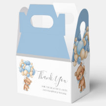 Teddy Balloon Blue Favour Box