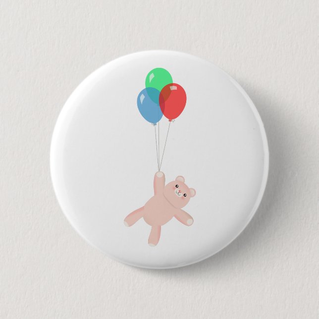 Teddy Balloons 6 Cm Round Badge (Front)