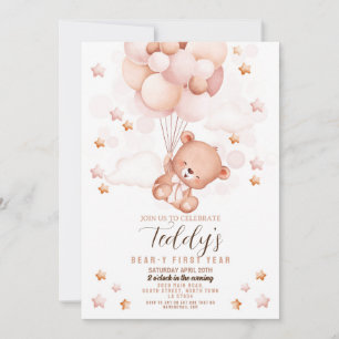 Teddy Bear 1st Birthday Bear-y First Boys Neutral Invitation
