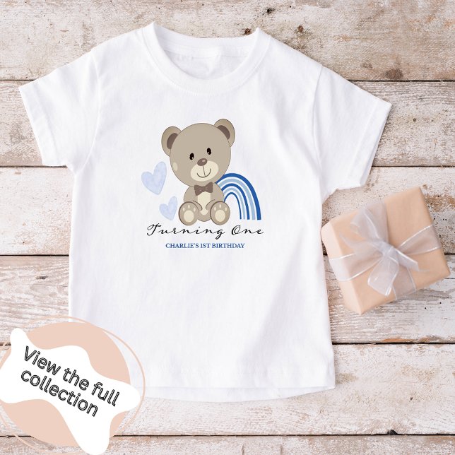 Teddy Bear 1st Birthday Blue Toddler T-Shirt (Creator Uploaded)