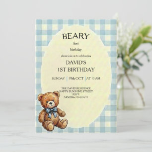 Teddy Bear 1st Birthday Invitation