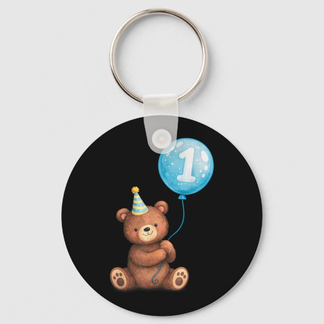 Teddy Bear 1st Birthday Key Ring (Front)