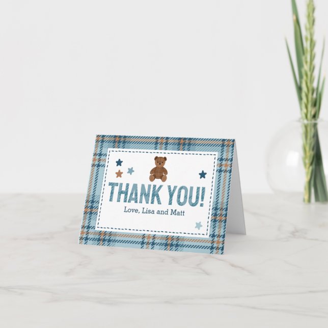 Teddy Bear 1st Birthday or Baby Shower Thank you  Card (Front)