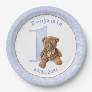 Teddy Bear 1st Birthday Paper Plate