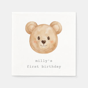 Teddy Bear 1st Birthday Picnic Paper Napkins