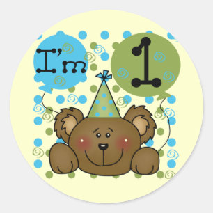 Teddy Bear 1st Birthday Tshirts and Gifts Classic Round Sticker