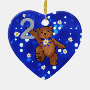 Teddy Bear 2nd Birthday for Girl Ceramic Ornament