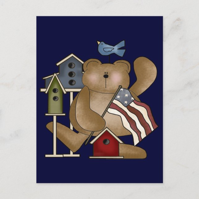 Teddy Bear 4th of July Postcard (Front)