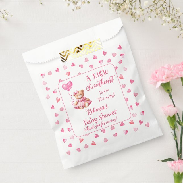 Teddy Bear A Little Sweetheart Girl Baby Shower Favour Bag (Sealed)